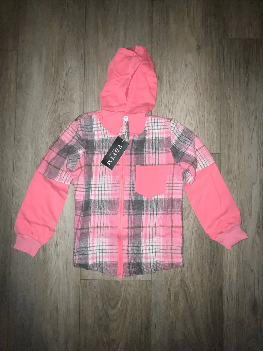 Amazon Kids Two-Piece Pink Plaid Hoodie & Joggers Set